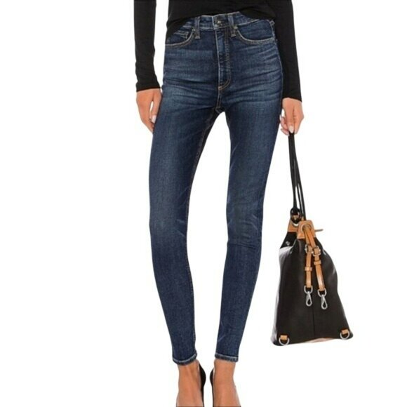 Rag & Bone Womens High Rise Skinny Jeans Dark Wash Size 31 Made In USA Premium D - Picture 1 of 10